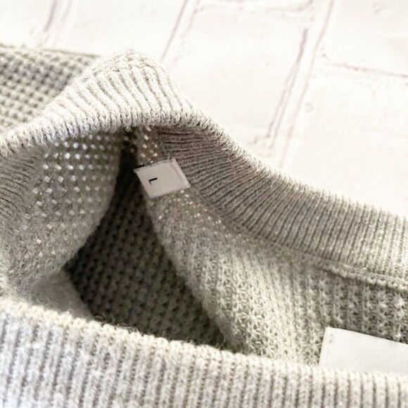 Men’s Gray Long Sleeve Thermal Shirt – Casual Slim Fit Waffle Knit Crewneck L - Picture 12 of 12